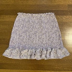 purple floral flower ruffle skirt, M